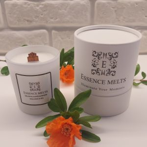 Orange Sandalwood Candle in White Glass Jar. Spa Candles