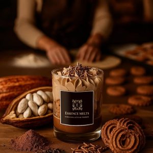 Chocolate Cookie - candle in a glass jar with whipped topping, chocolate sprinkles, and realistic cookie-shaped wax accents. Dessert Candles that look and smell like sweet treats. Hand-poured in coconut/soy wax with delicious bakery-inspired scents. Dessert Candles