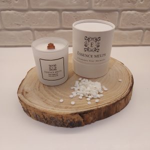 Pine Needles Scented Candle in white heat-resistant glass with cherry wood wick. Spa candles
