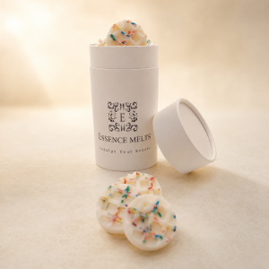 Vanilla Ice Cream scented wax melts with colourful sprinkles in Essence Melts gift packaging