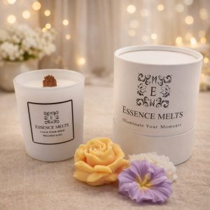 Calm Your Mind Candle in a frosted glass, placed on a neutral-toned surface with soft natural lighting. Spa Candles