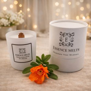 Orange Sandalwood Candle in White Glass Jar. Spa Candles