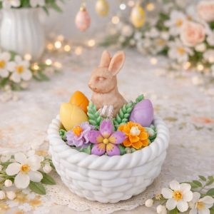 Orange Blossom Easter Basket Candle handmade coconut soy wax eco cotton wick Essence Melts