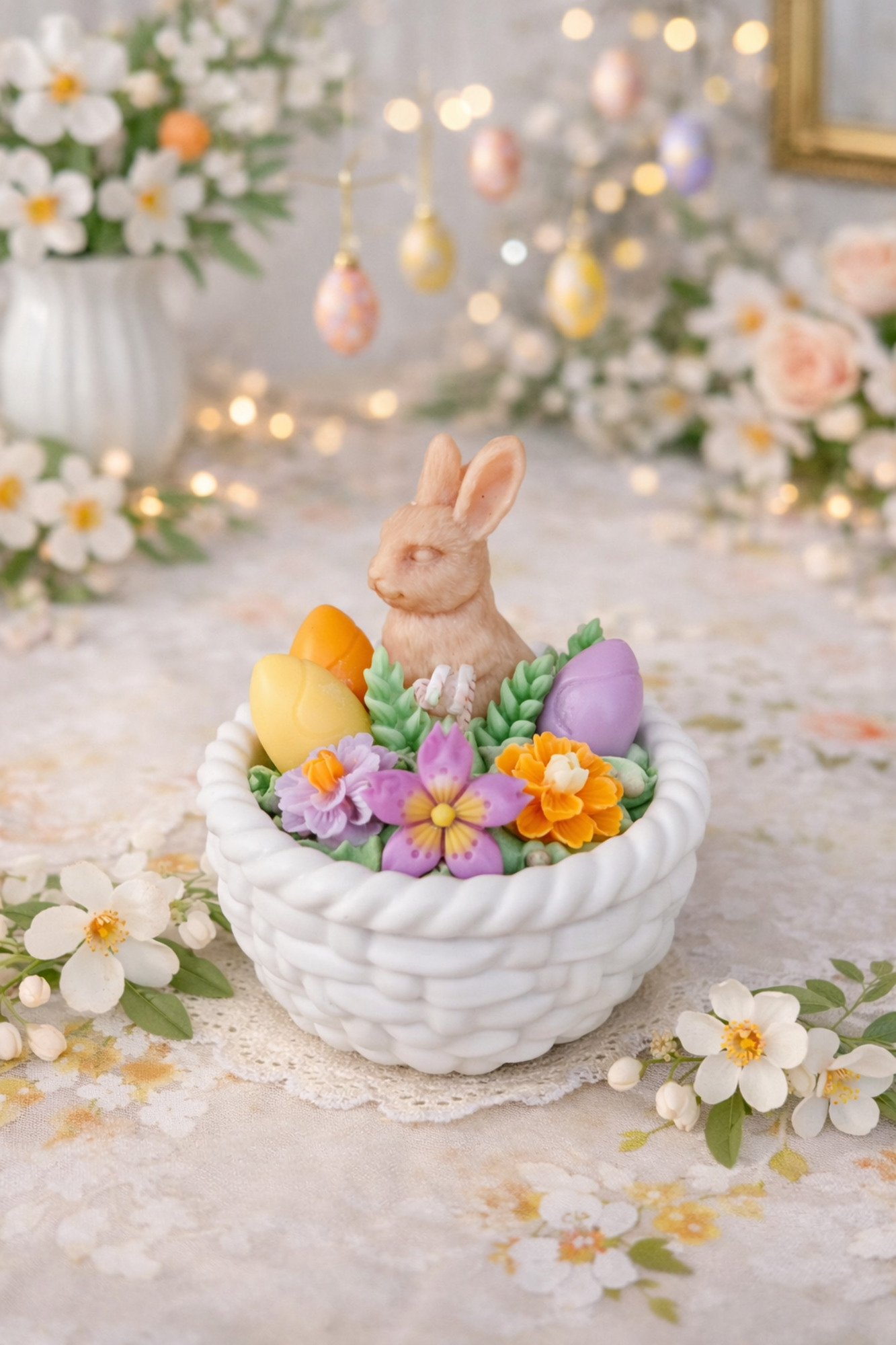 Orange Blossom Easter Basket Candle handmade coconut soy wax eco cotton wick Essence Melts